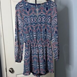Express Navy and Pink Paisley Romper